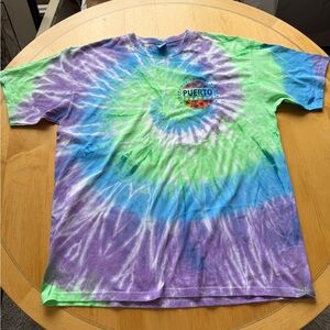 Vibrant Tie-Dye T-Shirt - Green, Blue, and Purple
